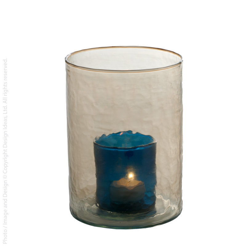 Glass Rippled Votive Holder, 6.7" H x 5" W x 5" D