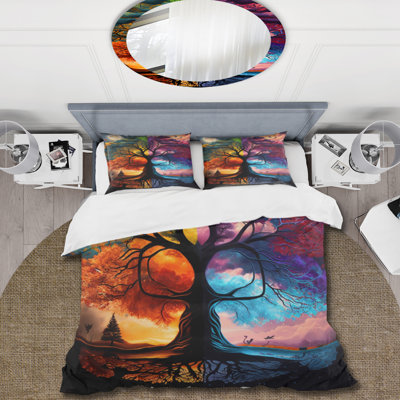 Ensemble de housse de couette en microfibre / polyester Tree Of Life Day and Night II