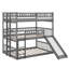 Structure de lit robuste en bois avec lit triple et échelle intégrée-119603664