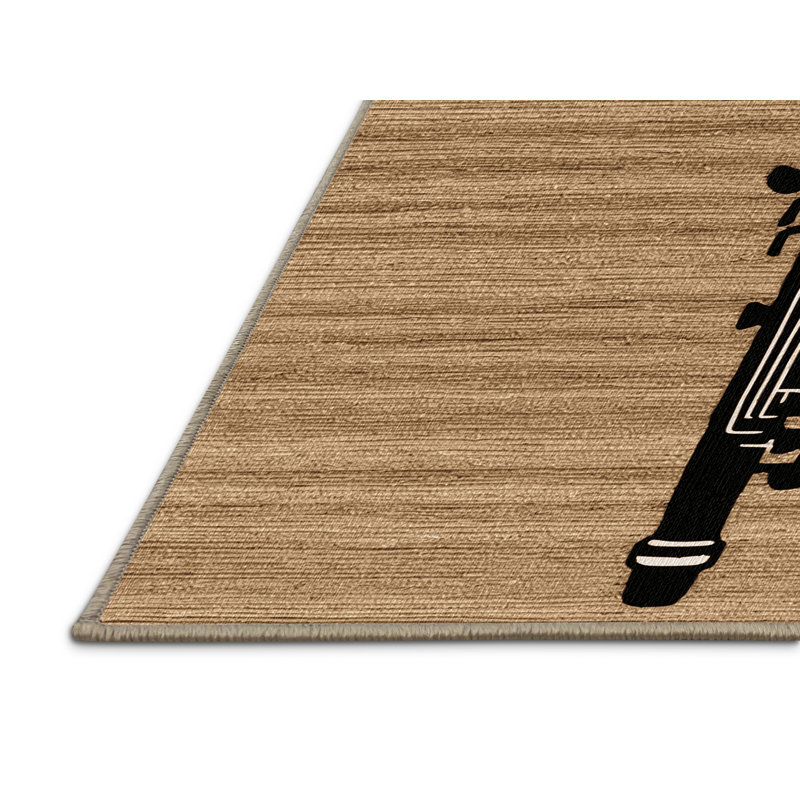 Washable Oboe Music Area Rug, Round 6'