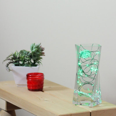 Guirlande de lumières de Noël vertes à pile 30ct - fil vert 9,6 pi