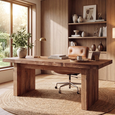 63" W Rectangle Solid Wood Computer Desk
