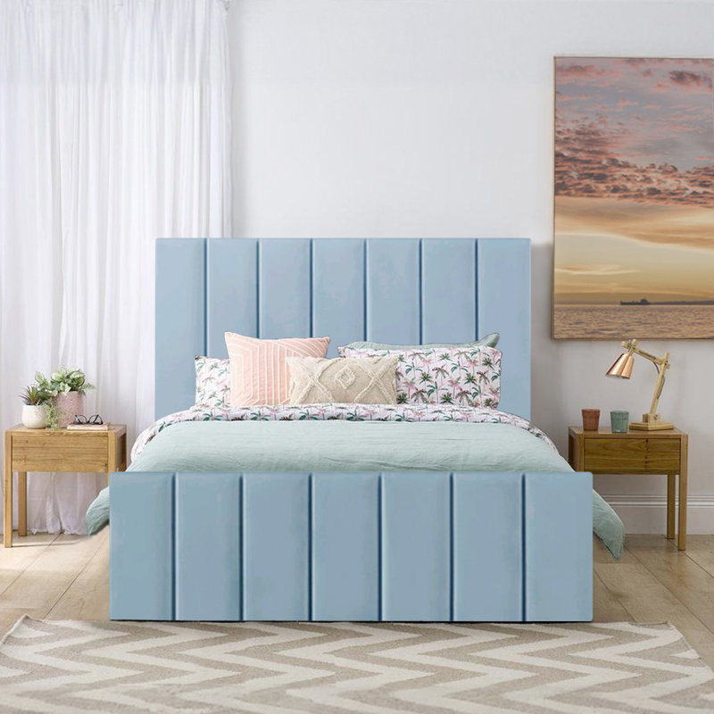 Judsonia Upholstered Ottoman Storage Bed, UK Double - DE 135 x 190 cm, Sky Blue