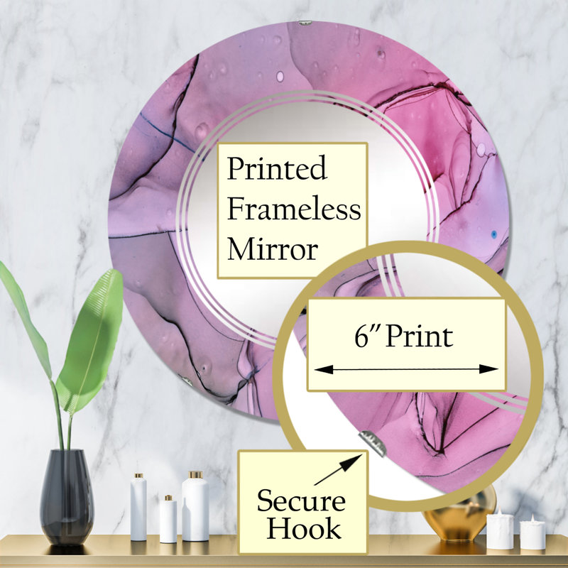 Miroir mural rose et mauve, 32 po x 32 po