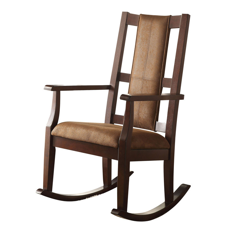 Chaise berçante brune et espresso avec assise rembourrée
