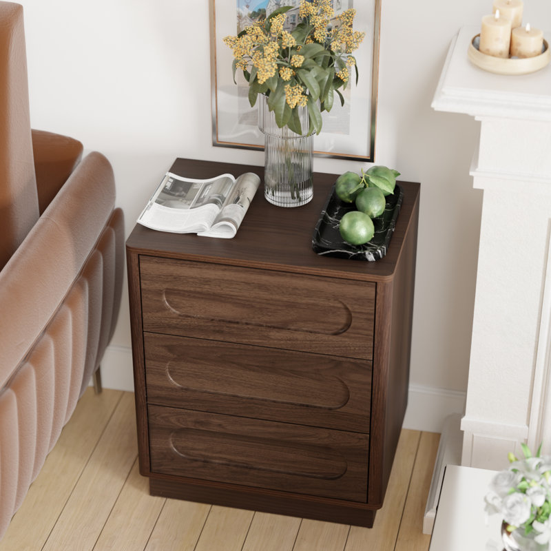 Table de chevet moderne avec 3 tiroirs Mid-Century