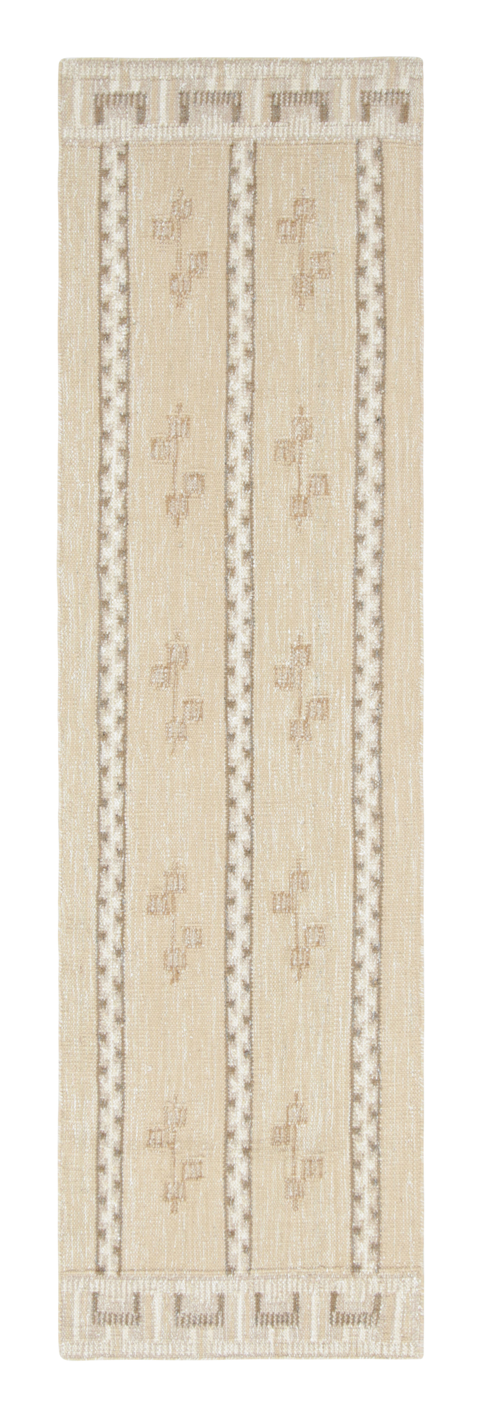 Scandinavia Rug Rug & Kilim’S Scandinavian Runner Rug In Beige With Geometric Patterns ...