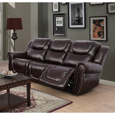 Puchta 86"" Faux leather Rolled Arm Reclining Sofa -  Red Barrel Studio®, 16549CFE89DF47119BD29330BF02BBAD