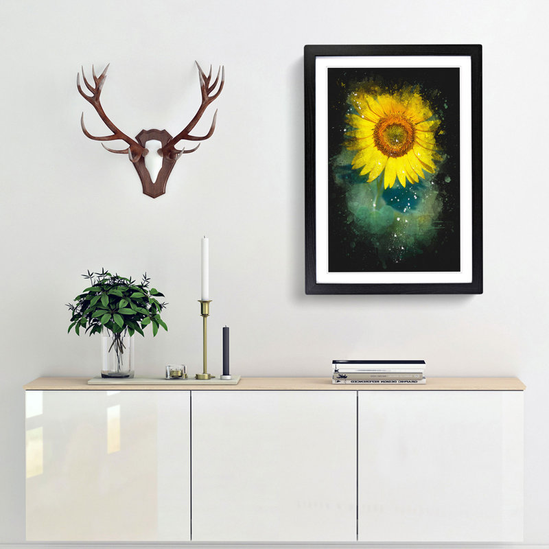 The Sunflower - Framed Print, 63cm H x 45cm W x 2cm D, Black Framed