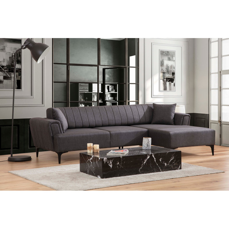 Canapé-lit d'angle, Mélange de polyester gris, Orienté à droite