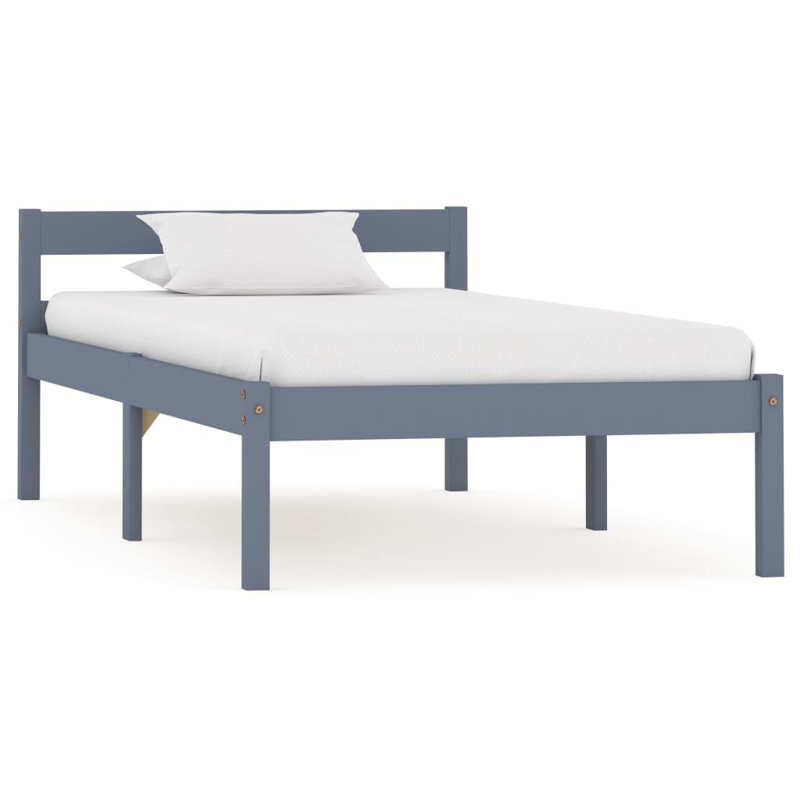 Vidaxl Bed Frame Solid Pine Wood 100X200 Cm, Grey