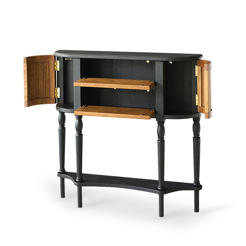 Console en bois massif noir et brun, 31.5