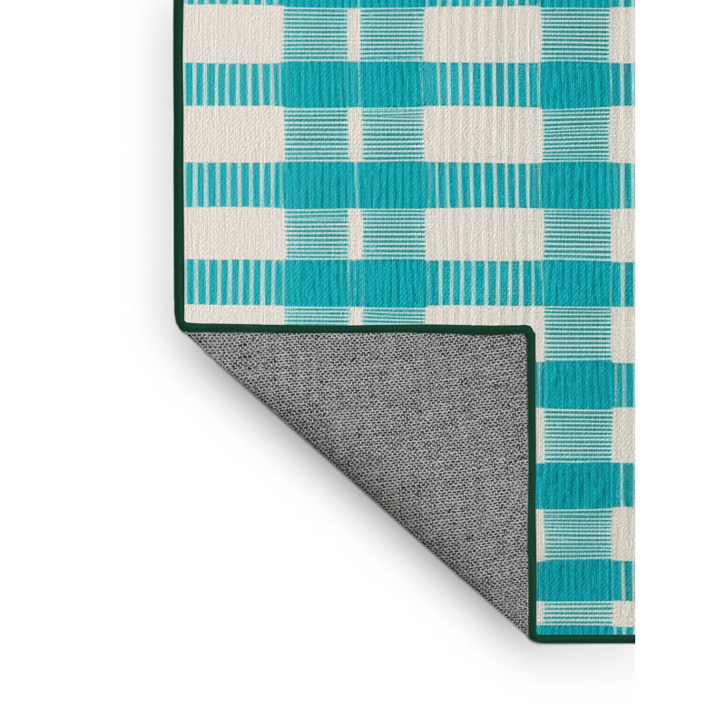 Tapis vert à carreaux lavable à la machine, Rond 4 pi