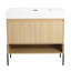 Meuble-lavabo de salle de bain avec lavabo simple en résine, armoire de rangement moderne avec 2 portes