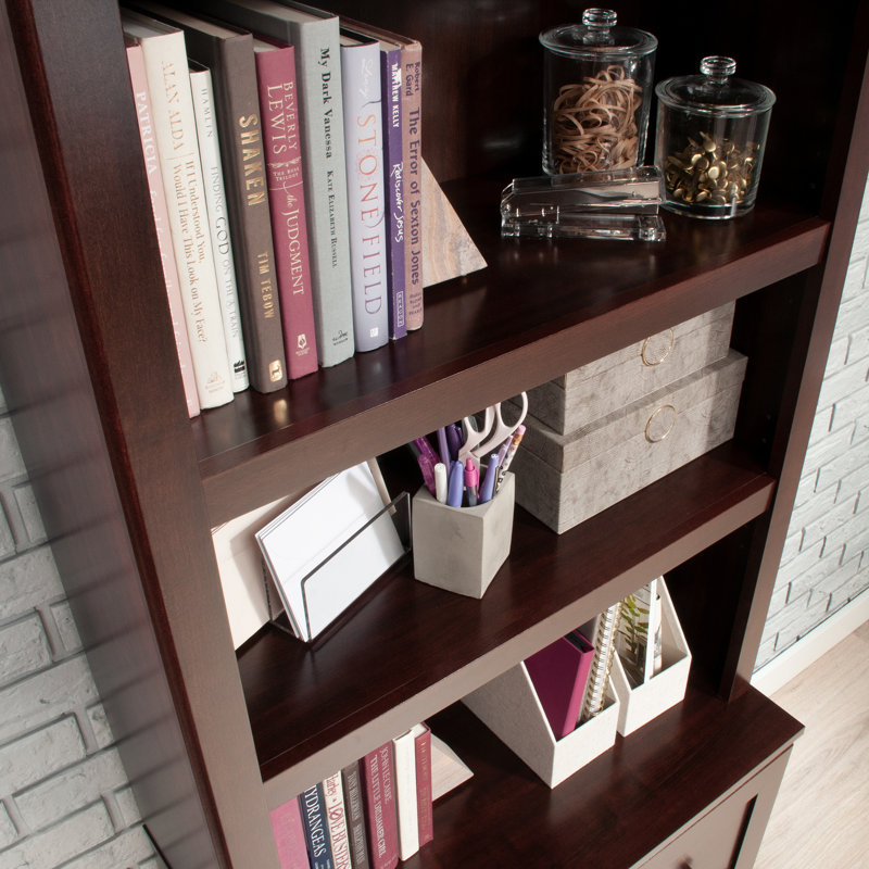 Miscellaneous Storage Bookcase With Drawers In Select Cherry, Brown