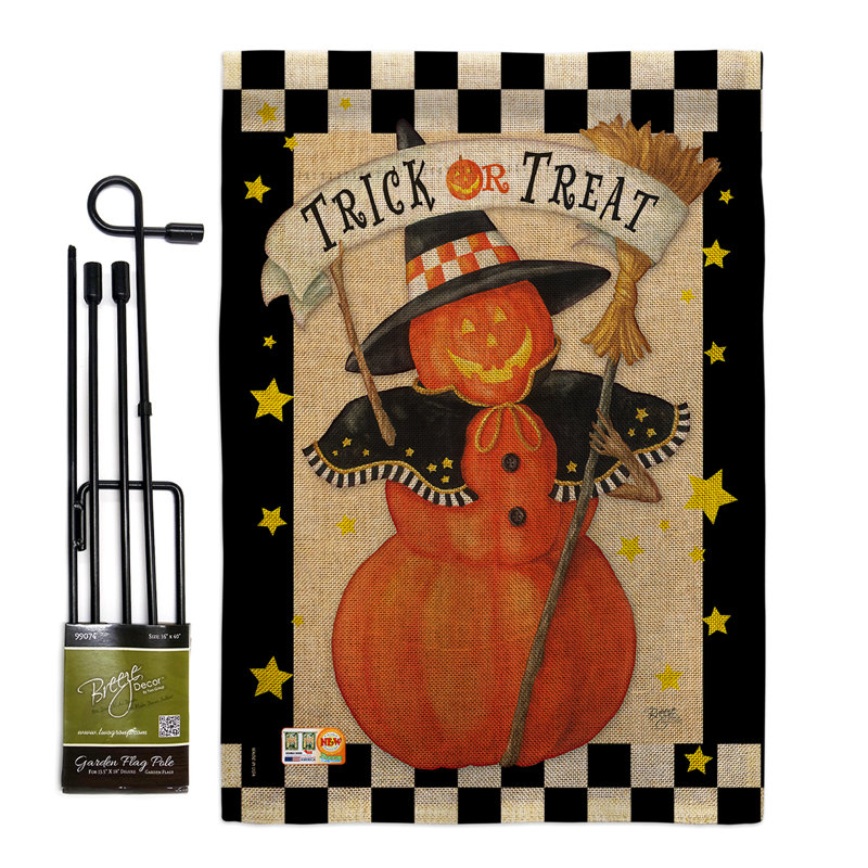 Ensemble de drapeaux 19 x 13 po Cartwell Jack-O-Lantern Witch Fall Halloween Impressions, Double toile de jute