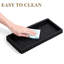 Plateau de salle de bain en silicone, petit organisateur de meuble-lavabo rectangulaire pour lavabo, éponge et savon à vaisselle, paquet de 1 (noir)