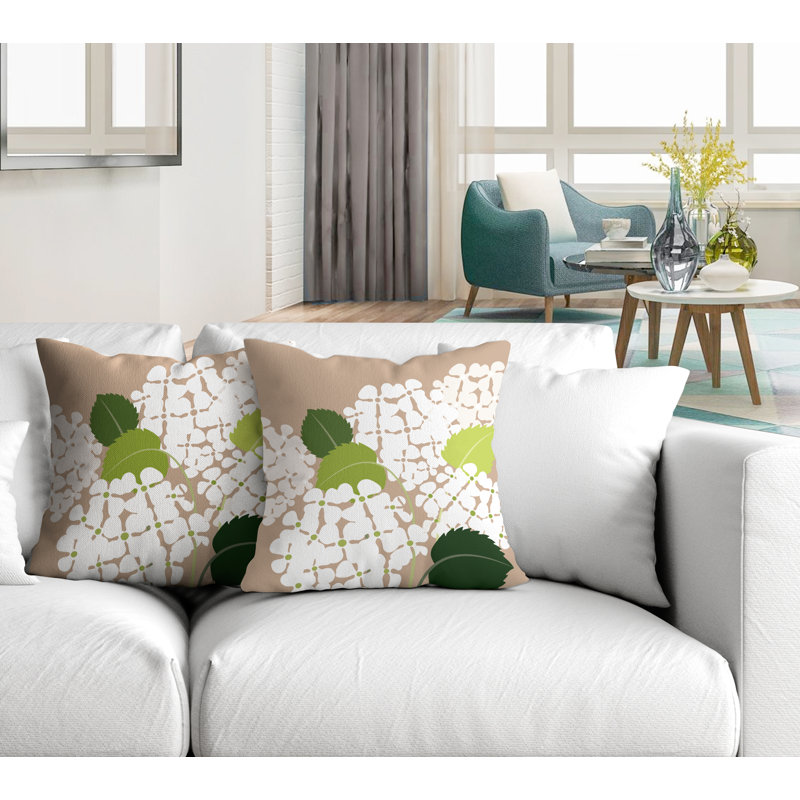 Housse et insert de coussin décoratif intérieur / extérieur en polyester / mélange de polyester, Beige, L 15 po x H 15 po