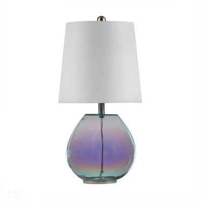 1 lampe de table: 10 po de diamètre x H 19,5 po, lampe de table en verre irisé Ranier, lampe de table