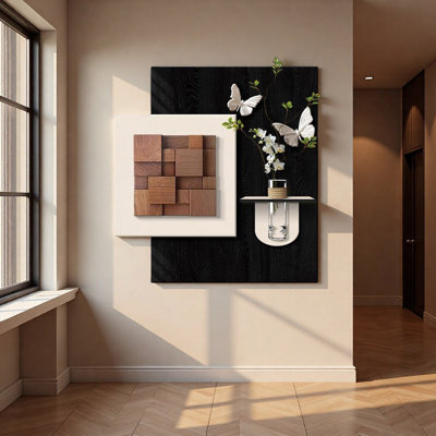 Medieval-Style Three-Dimensional Butterfly Hydroponic Plant Mural