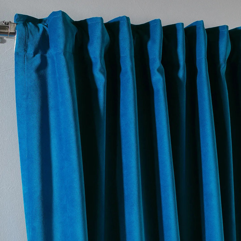 Extra Long & Extra Wide Matte Velvet Curtain Panel, 260cm Width x 325cm Drop, 44 BLUE