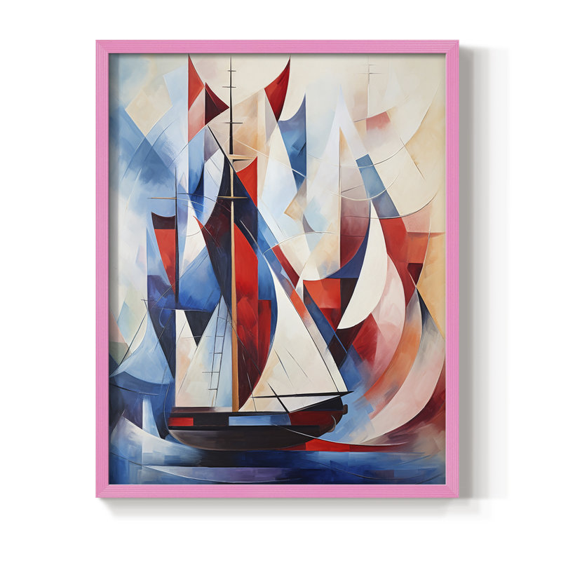 NAUTICAL Series CD III, reproduction encadrée - bois massif, Rose, H 21 po x l 17 po
