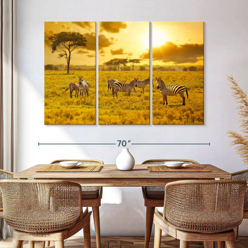 Brampt Zebras At Sunset, 36" H x 57" W