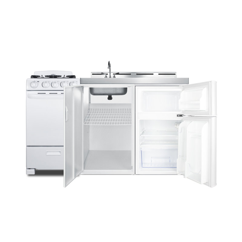Summit Appliance All-In-One Combo Kitchens 3.2 Cubic Feet Kitchenette Mini Fridge with Freezer