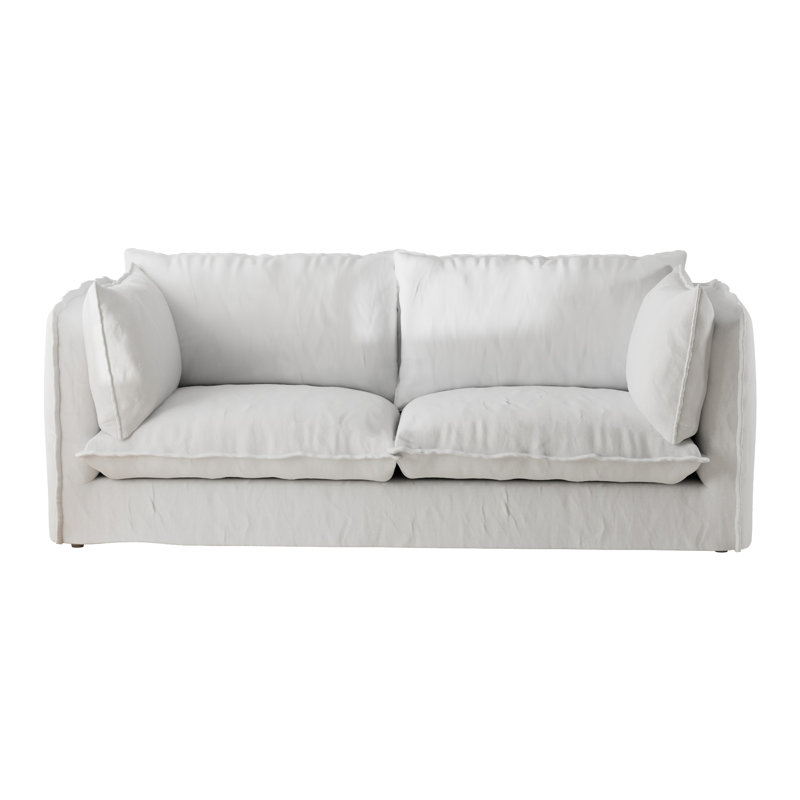 Caroletta 80'' Upholstered Down Slipcovered Sofa For Living Room, Couches with Solid Wood Frame, White 100% Cotton
