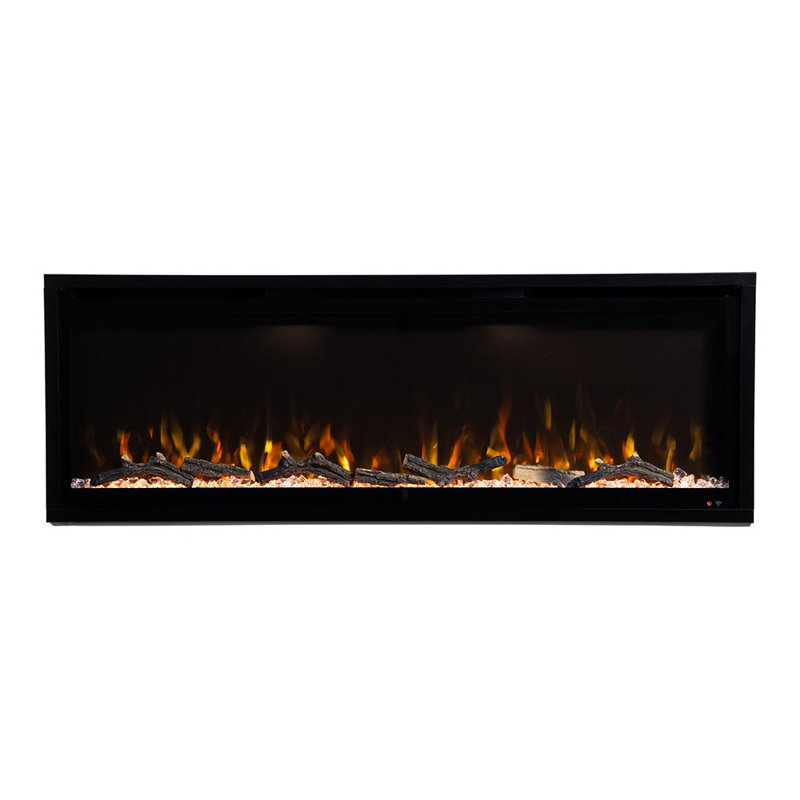 Modern Ember 72-Inch Black Smart Linear Electric Fireplace with LED Flames