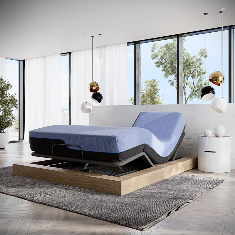 Bridgevine Home 12 Inch Refresh Flex Head Memory Foam Hybrid Mattress And Adjustable Base Bundle, Queen