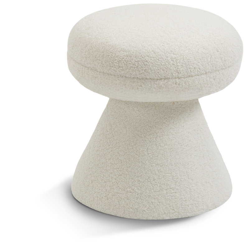 Repose-pieds Hynda de 18 po, Tissu crème en fausse peau de mouton