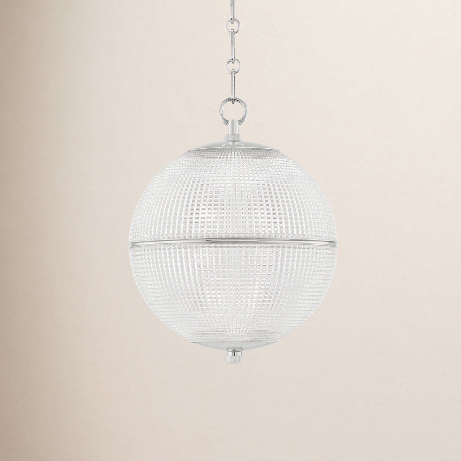 Sphere No. 3 Single Light Pendant, Polished Nickel, 22.75" H x 18.25" W x 18.25" D