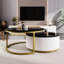 Table basse de salle à manger moderne noire et dorée avec emboîtement et tiroir