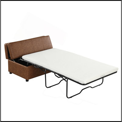 Twin Size Folding Ottoman Sleeper Bed with Mattress Convertible Guest Bed  Brown
