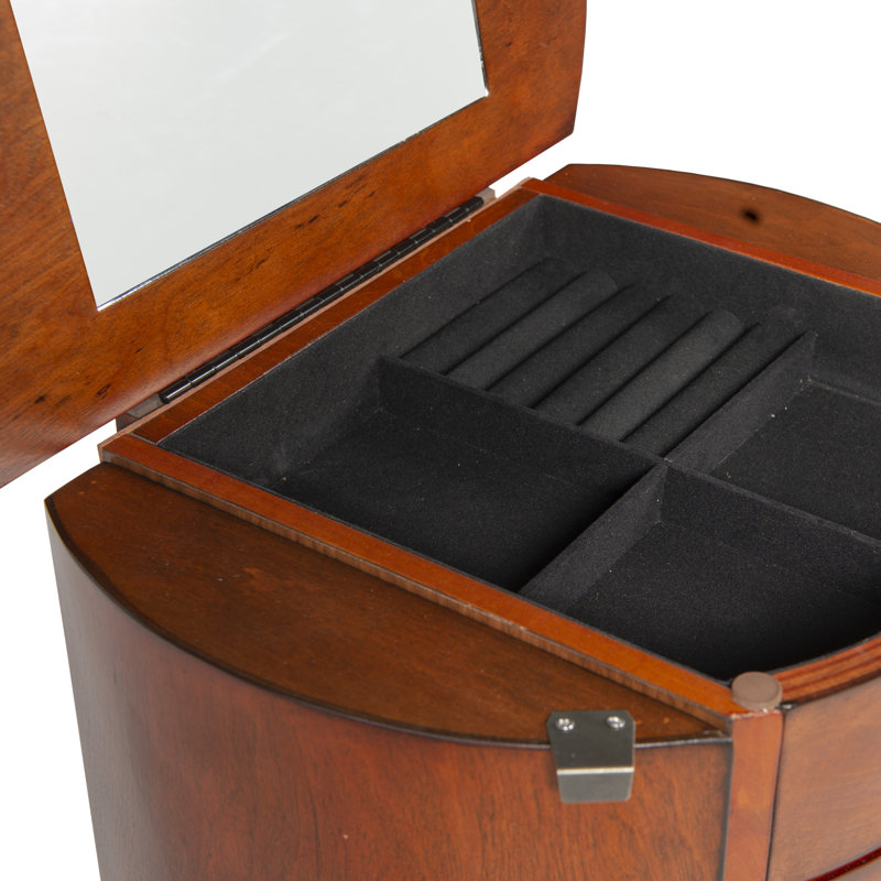 Armoire à bijoux Burnell avec miroir, Chêne Bruni
