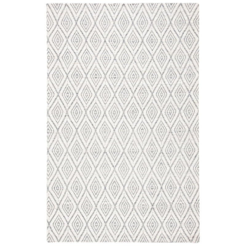 Marbella Hand Woven Wool And Cotton With Latex Geometric Rug, Rectangle 5' x 8'