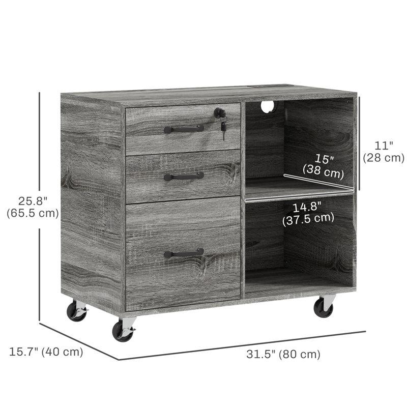 Classeur 3 tiroirs Upland, Gris