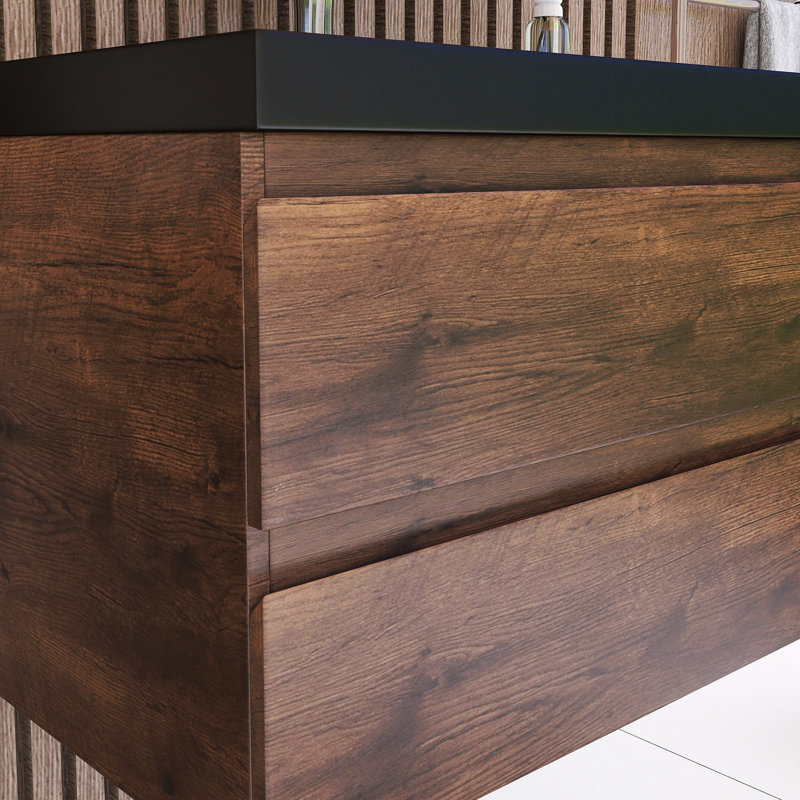 Mannus 29.52'' Single Bathroom Vanity with Resin Top, Dark Brown
