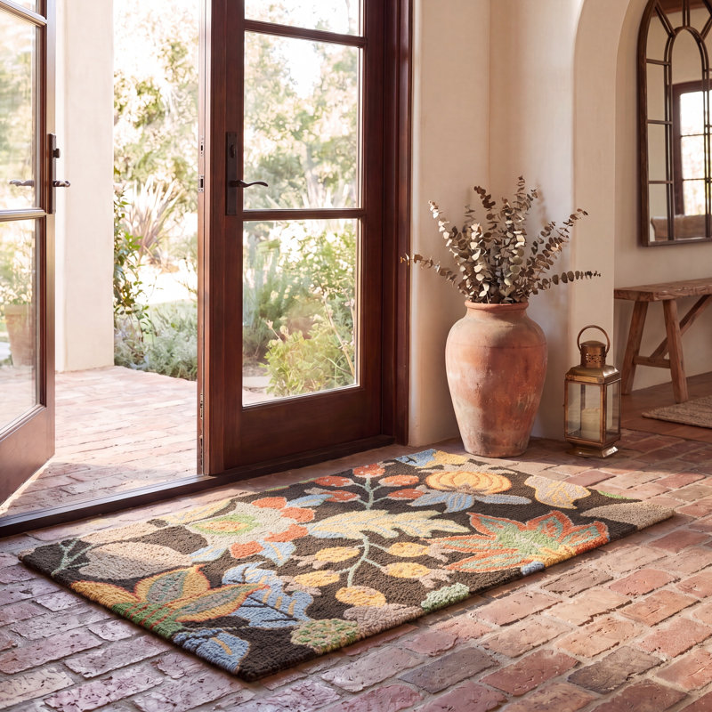 Tapis floral en laine crocheté à la main Emrick Blossom, Rectangle 2 pi 6 po x 4 pi