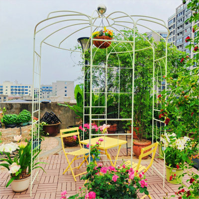 Pavillon de jardin d'extérieur avec photo et arche de jardin en acier galvanisé thermolaqué, poids de 13,6 kg