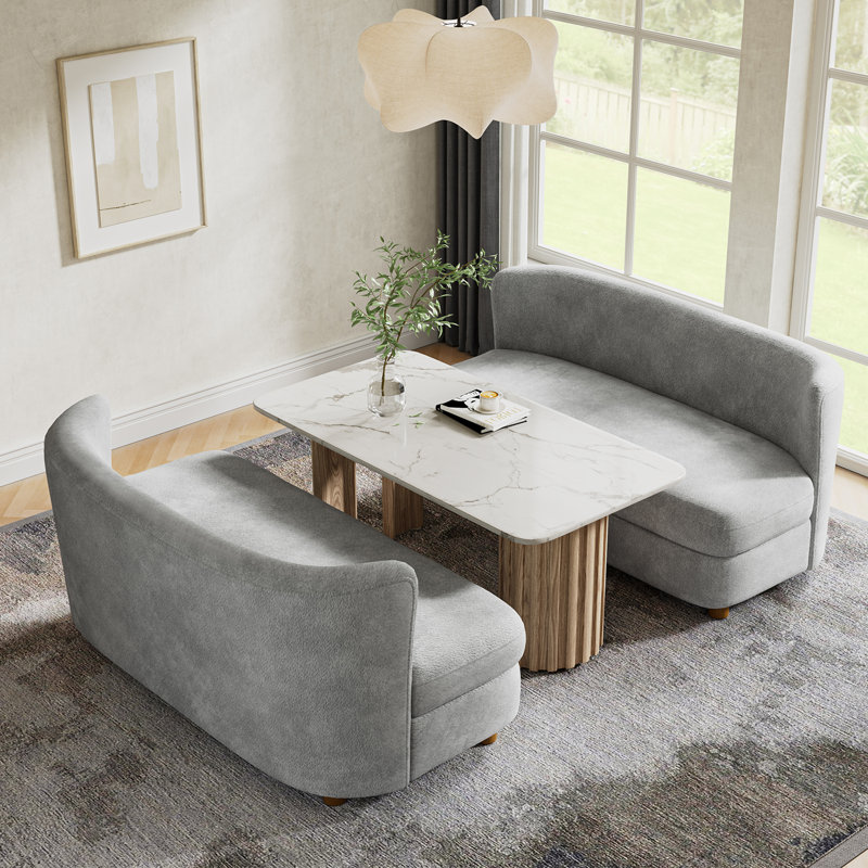Canapé incurvé moderne l 63 po Greigh, Gris