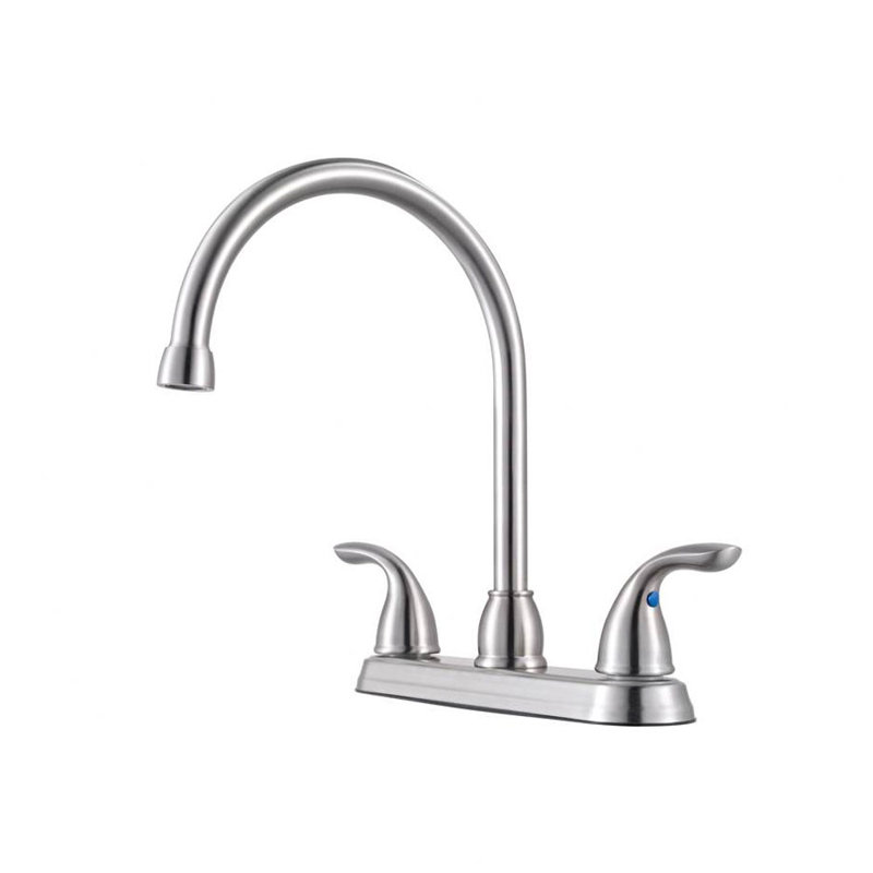 Double Handle Kitchen Faucet, Stainless Steel