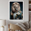 Glamour mode lion avec costume de fleurs - animaux lion, art mural salon