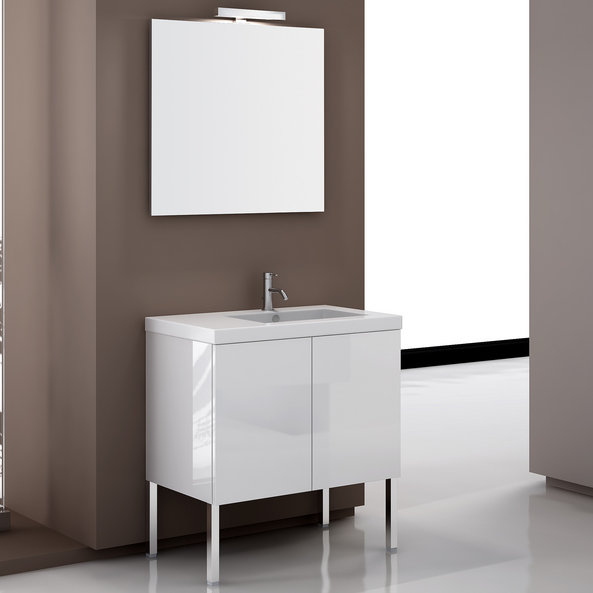 Ensemble de meuble-lavabo de salle de bain simple avec miroir 31,1 po Jaylin