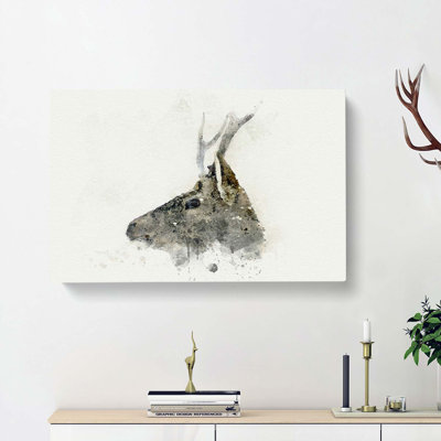 Young Elk In Abstract - Wrapped Canvas