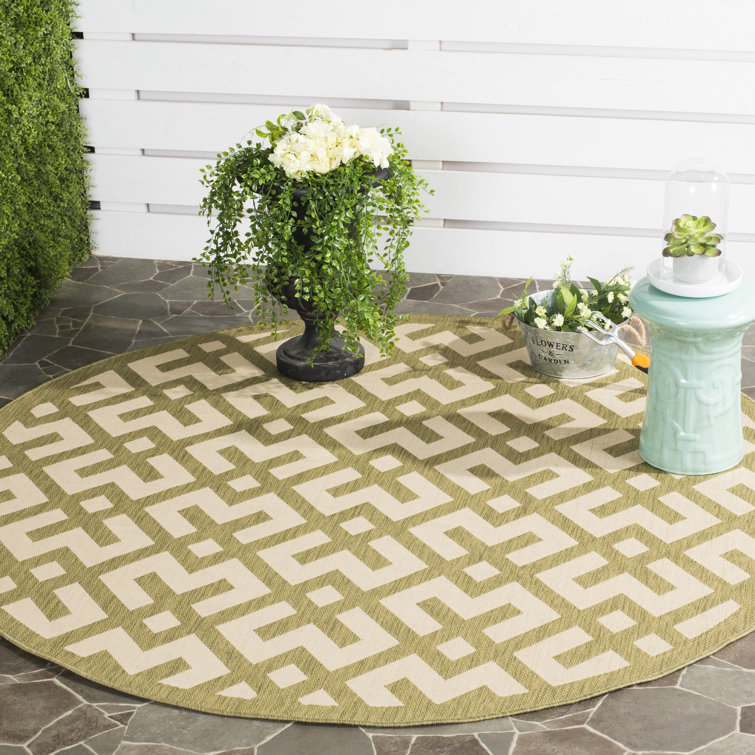 Arneshia Geometric Beige/Green Area Indoor/Outdoor Area Rug