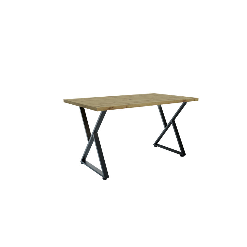 Metal Base Dining Table, 72cm H x 100cm W x 60cm D, Artisan Oak
