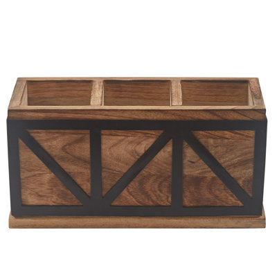 Wood Rectangle Utensil Crock
