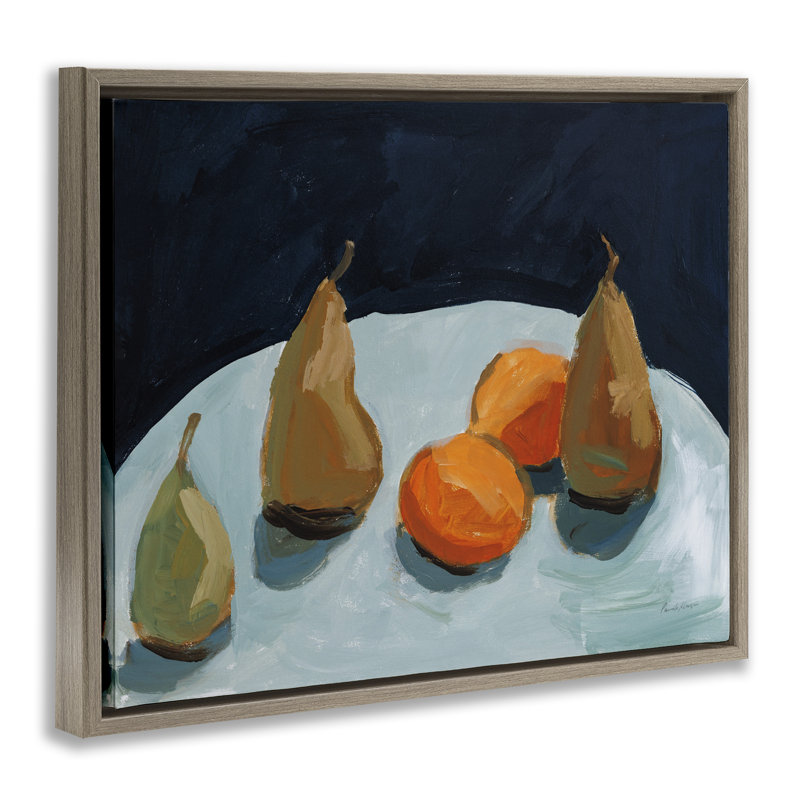 Poire et orange encadrée par Pamela Munger, Cadre flottant orme Montalcino, H 25 po x l 31 po
